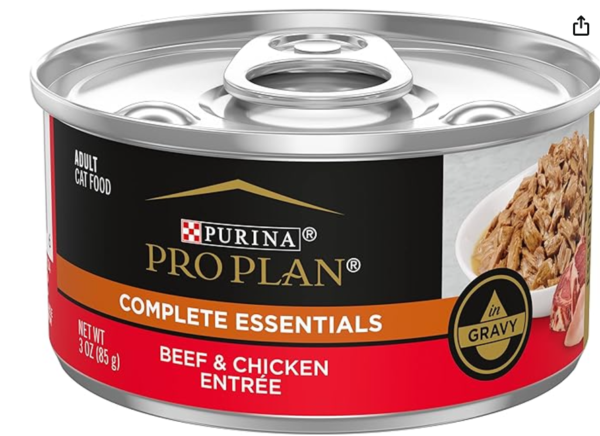 Purina Pro Plan High Protein Cat Food Wet Gravy, Beef and Chicken Entree - (Pack of 24) 3 oz. Pull-Top Cans