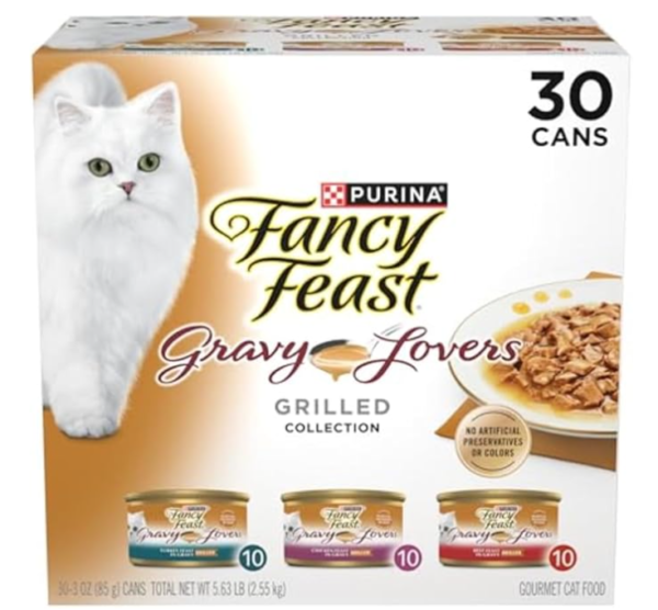 Purina Fancy Feast Gravy Lovers Poultry and Beef Grilled Gourmet Wet Cat Food Variety Pack - (30) 3 oz. Cans