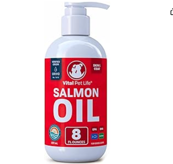 Salmon Oil for Dogs & Cats - Healthy Skin & Coat, Fish Oil, Omega 3 EPA DHA, Liquid Food Supplement for Pets, All Natural, Supports Joint & Bone Health, Natural Allergy & Inflammation Defense, 8 oz