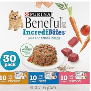 Purina Beneful Small Breed Wet Dog Food Variety Pack, IncrediBites With Real Beef, Chicken and Salmon - (Pack of 30) 3 Oz. Cans