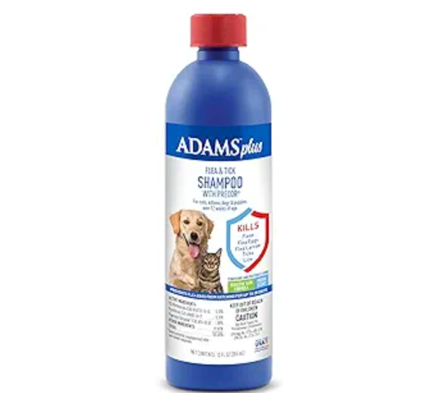 Adams Plus Flea & Tick Shampoo with Precor for Cats, Kittens, Dogs & Puppies Over 12 Weeks Of Age Sensitive Skin Flea Treatment | Kills Adult Fleas, Flea Eggs, Ticks, and Lice| 12 Ounces